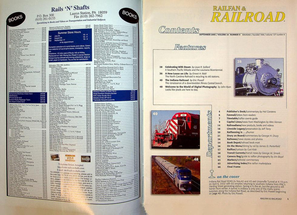 Railfan & Railroad Magazine September 2005 Vol 24 No 9 Indiana Rail Road