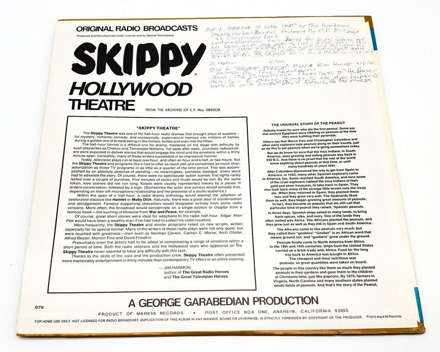 Skippy Hollywood Theatre Original Radio Broadcast 33 RPM LP Record 1975 2