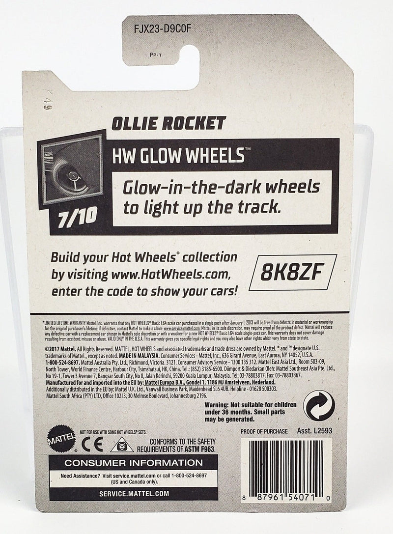 Hot Wheels 2018 Red Ollie Rocket Glow Wheels 7/10 FJX23 2