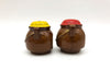 Vintage Jug Crock Handled Salt & Pepper Shakers Ceramic Brown Pot Japan 2.5" 7