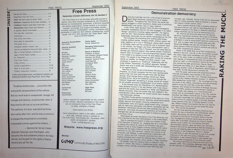 The Free Press Magazine Sep-Oct 2003 Election Rigging Conspiracy Democrates Ohio