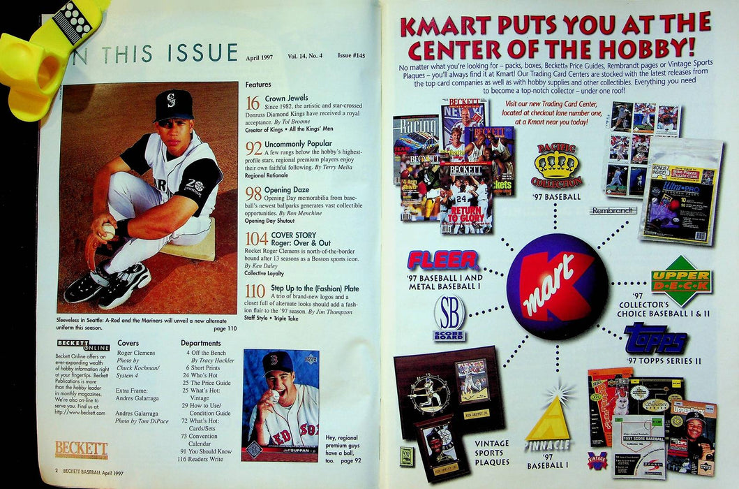Beckett Baseball Magazine Apr 1997 # 145 Roger Clemens Blue Jays Galarraga CLEAN 2