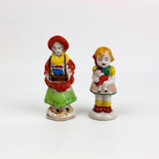 Occupied Japan Figurine Colonial Lady Dutch Girl Holding Baby Doll 3.5 Inches 1