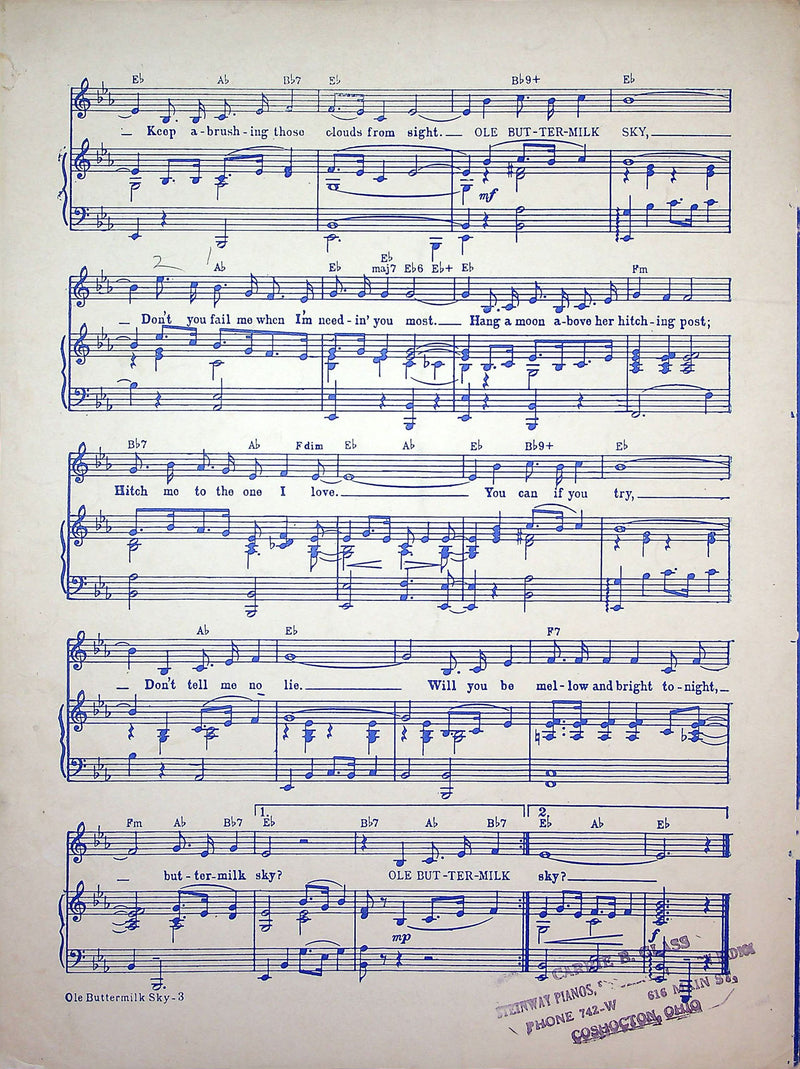 Sheet Music Ole Buttermilk Sky Dana Andrews Susan Hayward Canyon Passage 1946 3