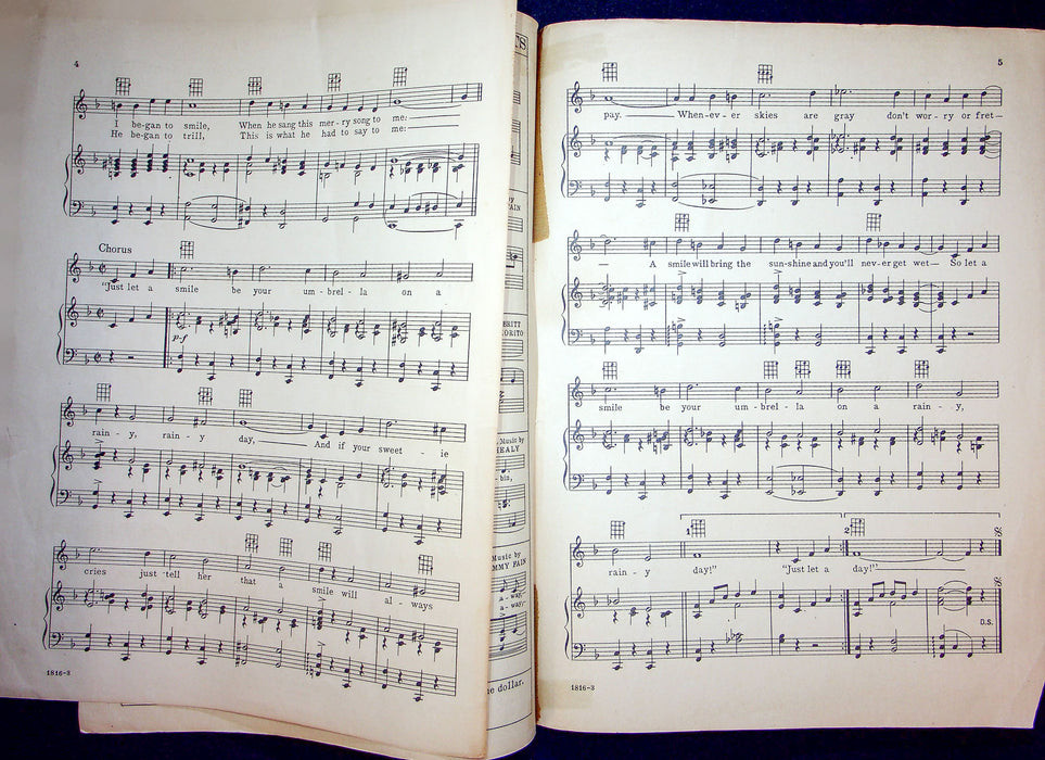 Sheet Music Let A Smile Be Your Umbrella Irving Kahal Francis Wheeler 1927 4