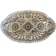 Vintage Candy Dish Serving Tray Oval UNCUT Clear Glass Patterned - 4.75"x7.25" 1