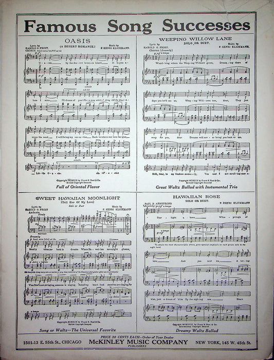 Sheet Music Pansy Waltz WM Orr Op 11 No 1 McKinley Music Co 1913 Antique 3