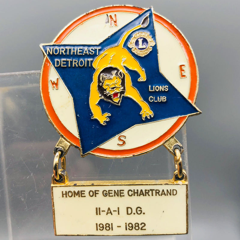 Vintage Lions Club Lapel Pin Pinback Northeast Detroit Gene Chartrand 11-A-1