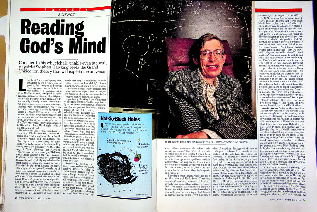 Newsweek Magazine June 13 1988 Stephen Hawking Physicist Grand Unification Cover 3