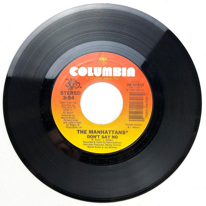 The Manhattans 45 RPM 7" Single Don't Say No / Dreamin' Columbia 38-04930 1985 2