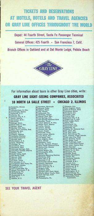 1967 San Francisco The Gray Line Sight Seeing Brochure Tri-Fold