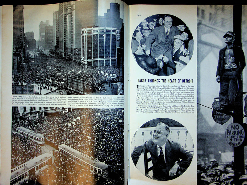 Life Magazine April 1937 Labor Union Strikes Detroit Michigan Franklin Roosevelt 4
