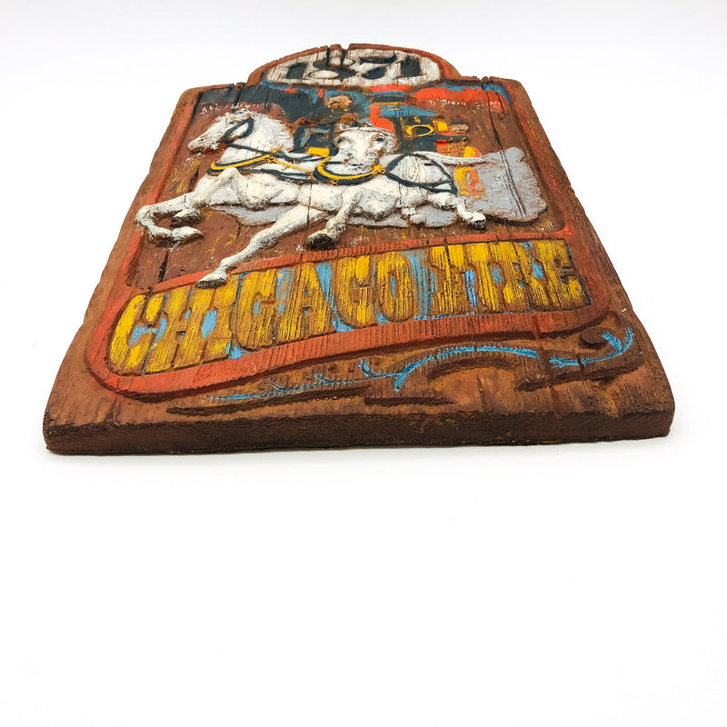 1871 Chicago Fire Wall Plaque Raised Panel Folk Art Faux Wood 20x11 Hand Painted