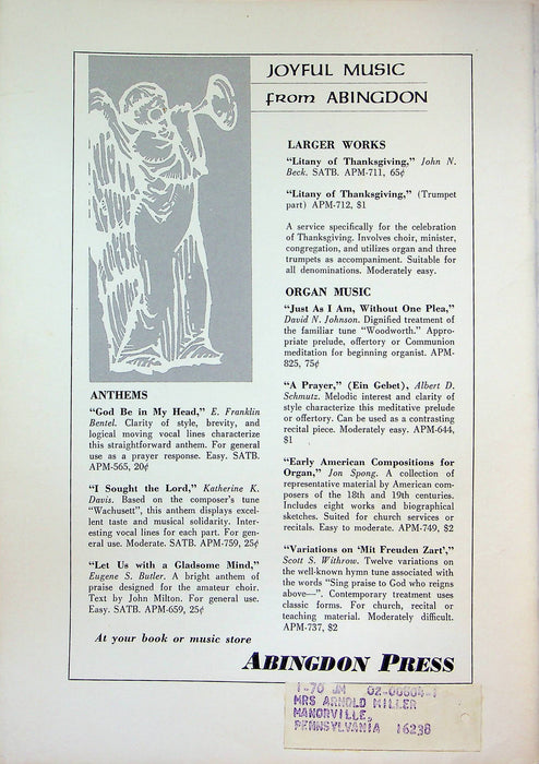 Journal of Church Music Magazine Apr 1969 An Electronic Organ for My Church 2