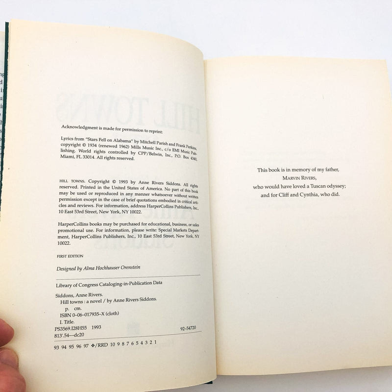 Hill Towns Hardcover Anne Rivers Siddons 1993 Italy Seduction Marriage Freedom 2 8