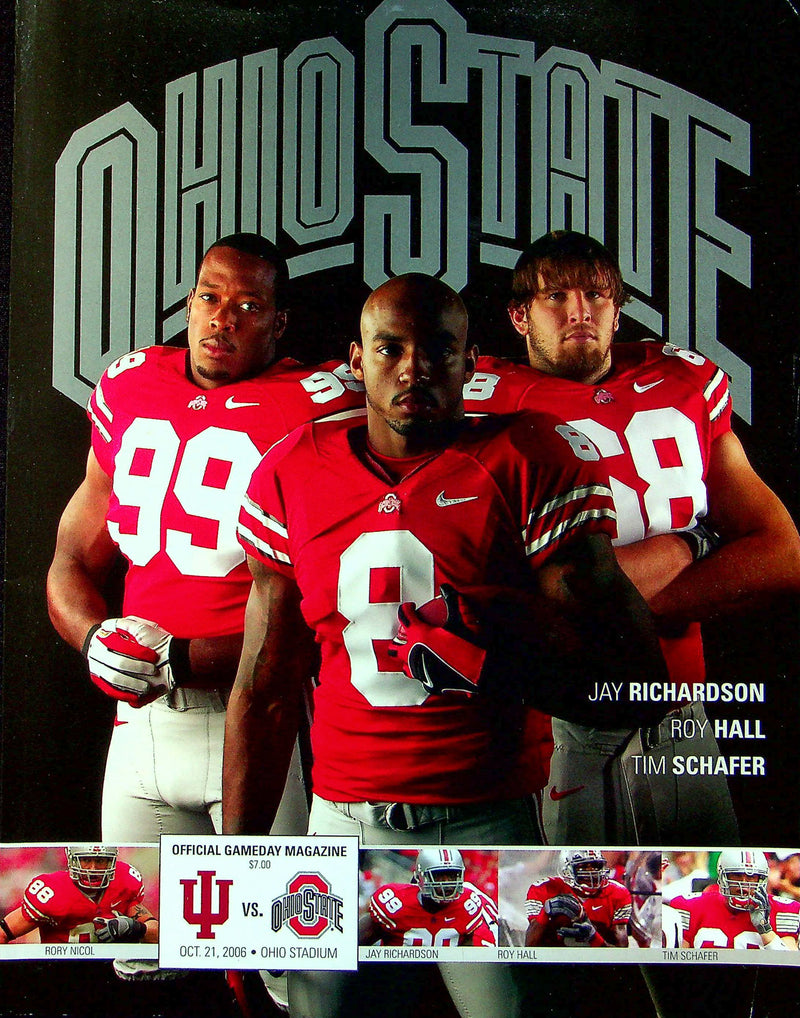 Ohio State Buckeye Football Program Oct 21 2006 Vs. Indiana Hoosiers Tim Schafer