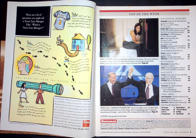 Newsweek Magazine August 26 1996 Heroin Epidemic Deaths Rockers Models Teenagers