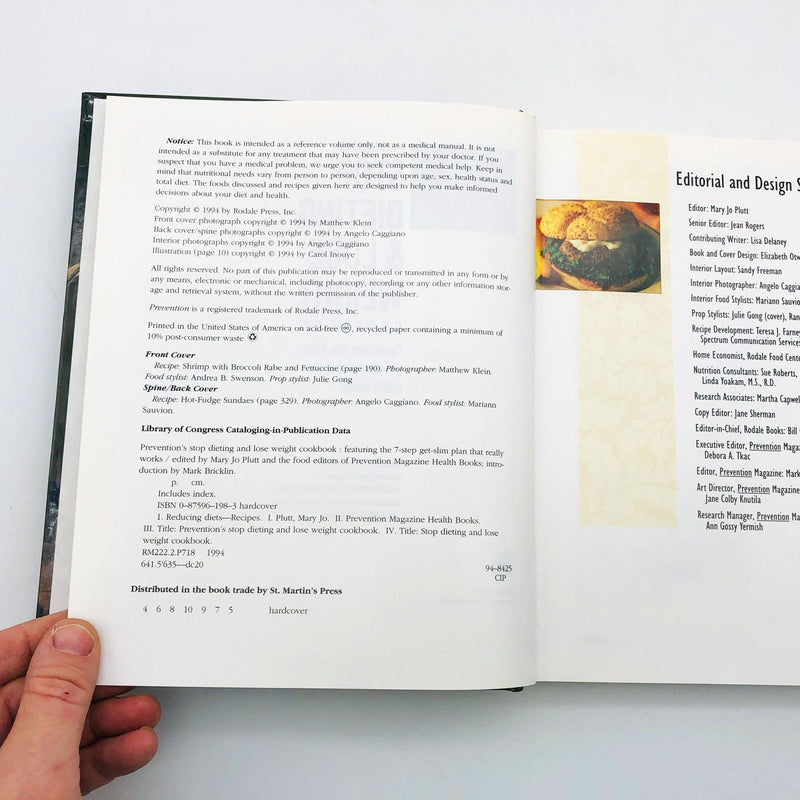 Preventions Stop Dieting & Lose Weight Cookbook Hardcover 1994 7-Step Get Slim 7