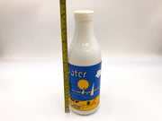 Vintage Carlton Milk Glass Bottle White 10" Water Beach Scene Stamped Twelve 8