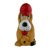 Vintage Jasco Piggy Bank Coin Detective Bassett Hound Dog Ceramic Missing 1