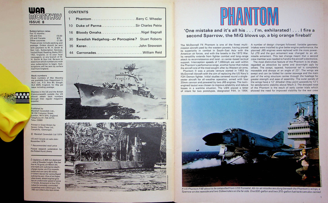 War Monthly Magazine Nov 1974 #8 D-Day Bloody Omaha Mighty Phantom Duke of Parma 3