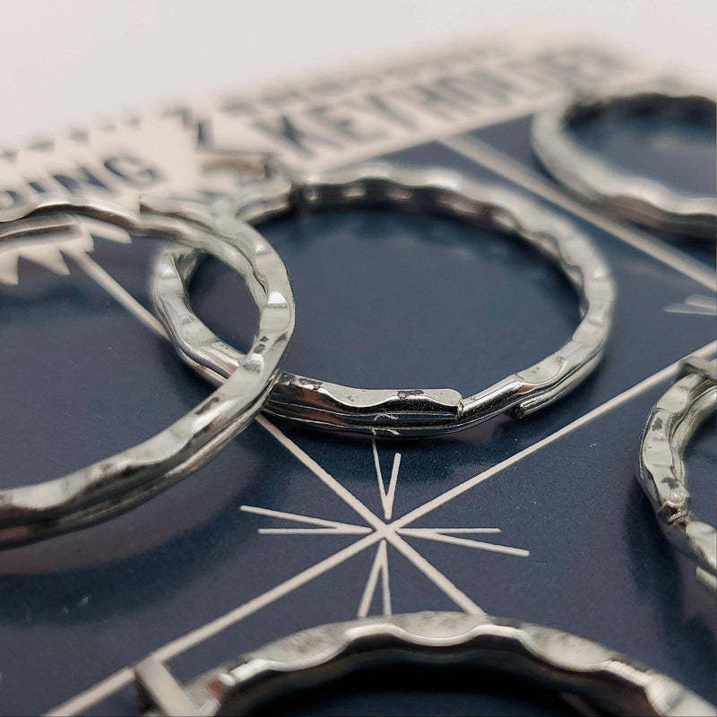 12x Glitter Ring Key Holders 1-3/8" Embossed Steel Carded No 1645 Vintage NOS