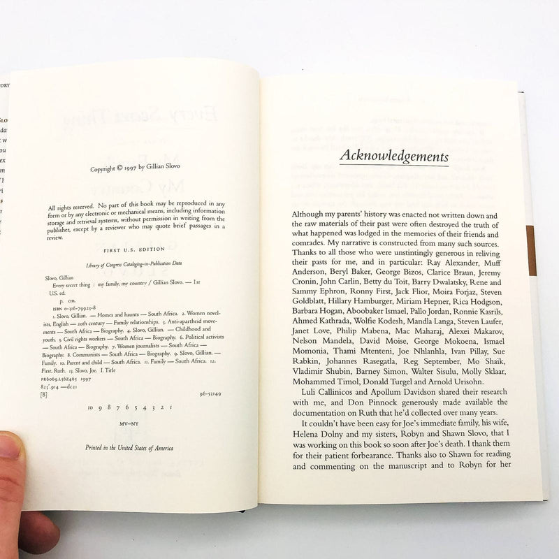 Every Secret Thing Hardcover Gillian Slovo 1997 Women Journalists Biography 1st 8