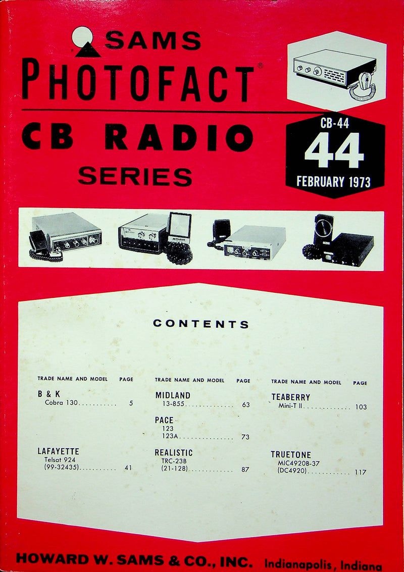 Sams Photofact CB Radio Series CB-44 February 1973 Realistic Midland Teaberry