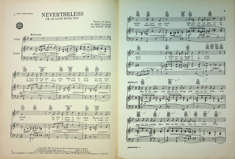 Three Little Words Sheet Music Nevertheless I'm In Love With You Fred Astaire 2