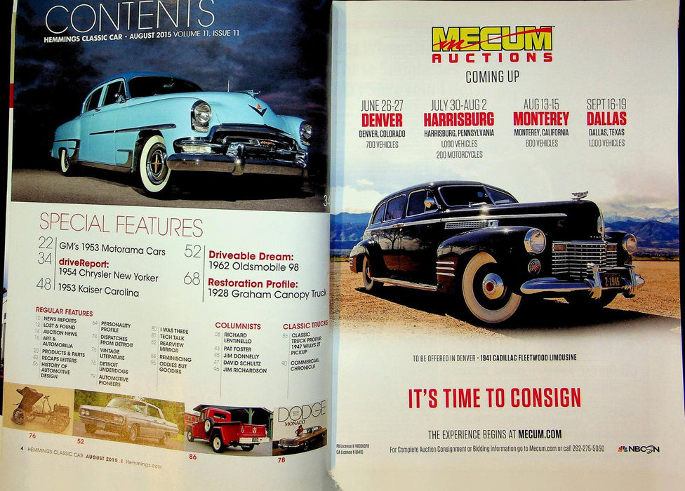 Hemmings Classic Car Magazine August 2015 Vol 11 No 11 Motorama Magnificence