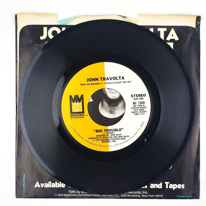 John Travolta Big Trouble Record 45 RPM Single Midsong International 1978 3