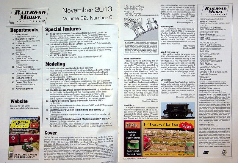 Railroad Model Craftsman Magazine November 2013 Vol 82 No 6 Detailing Trucks