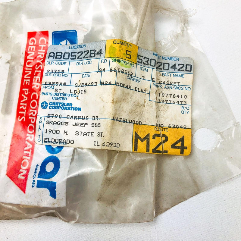 Mopar 53020420 Engine Water Pump Gasket Genuine OEM New Old Stock NOS
