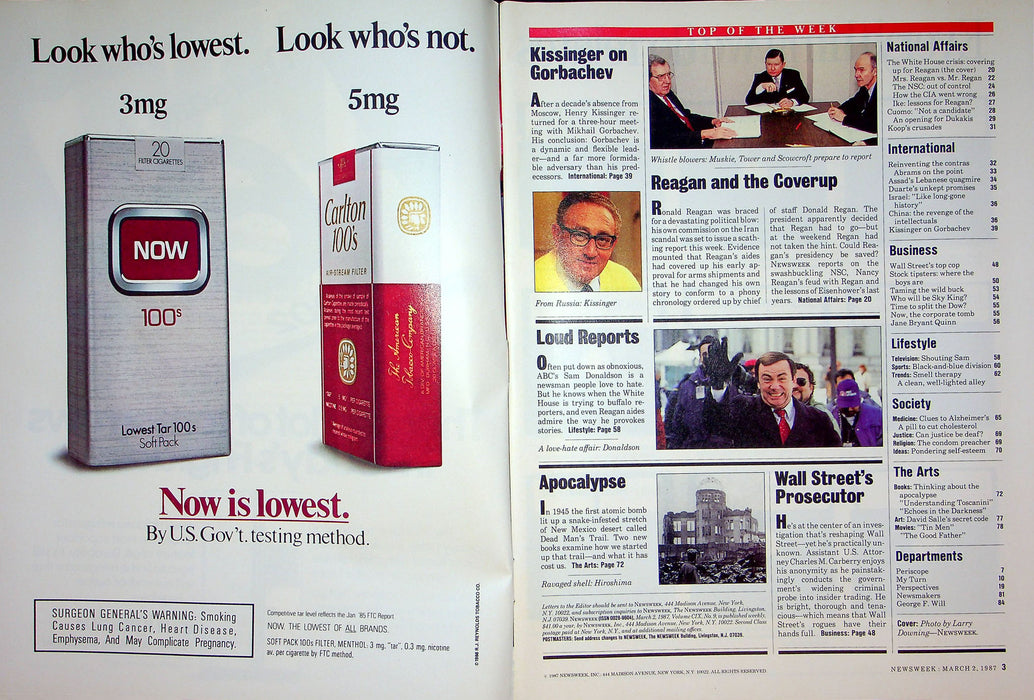 Newsweek Magazine March 2 1987 President Ronald Regan Tower Commission Released