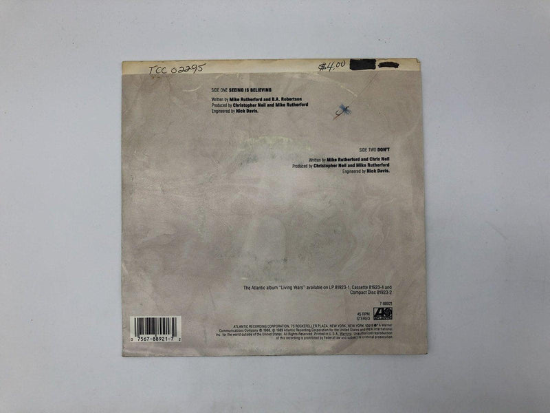 Mike + The Mechanics Seeing is Believing Record 45 Single 7-88921 Atlantic 1988 2