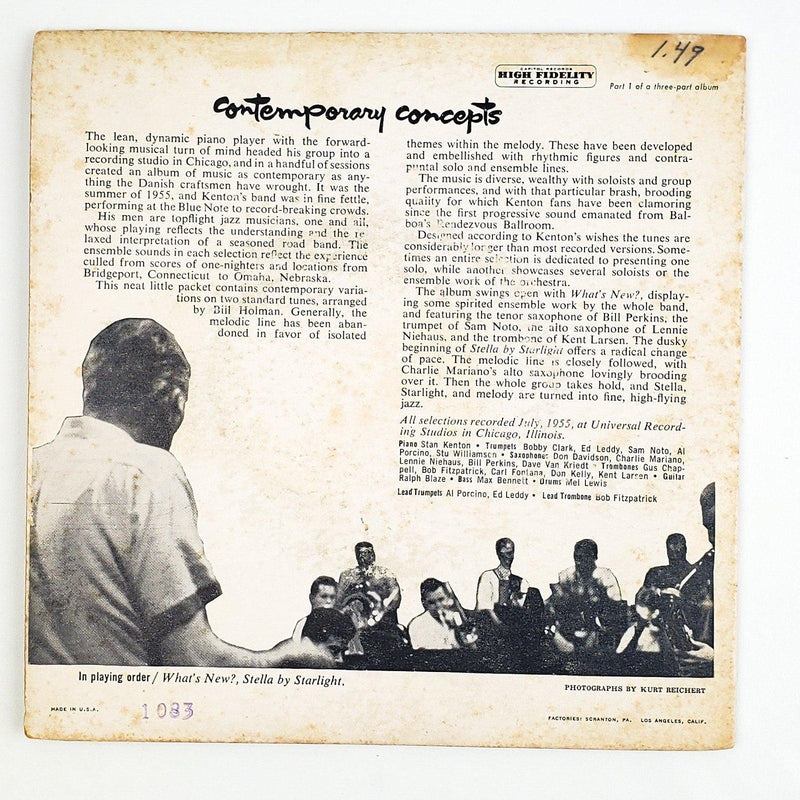 Stan Kenton Contemporary Concepts Part 1 45 RPM EP Record Capitol 1955 2