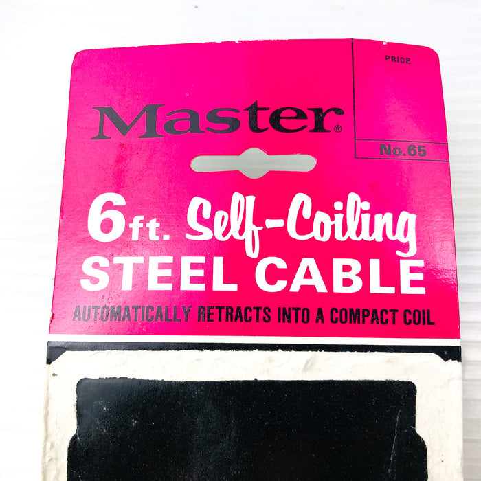Master Steel Cable 6 ft Double Loop Lock Self Coil Vinyl Coated New NOS 65-0540