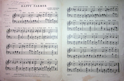 Vintage Childrens Sheet Music Happy Farmer Robert Schumann Easy Piano Songs 1947 2