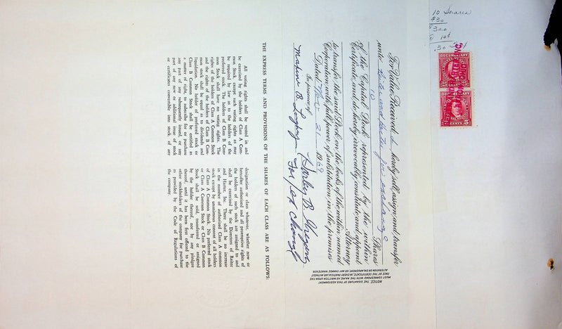 Reiter Dairy Company Stock Certificate Bond Scripophilly Akron Ohio 1965 No 231