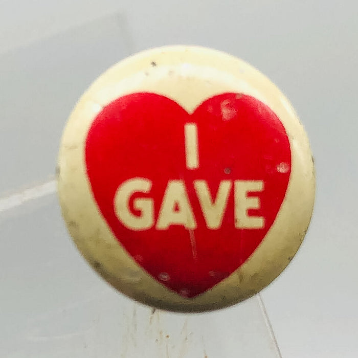 Vintage Blood Drive Donation Button Pin .375" I Gave Heart Green Duck Co