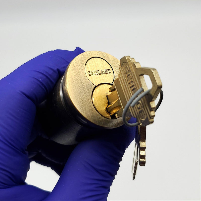 Schlage Mortise Lock Cylinder 22-064 E Keyway 1.5" Length Antique Brass NOS