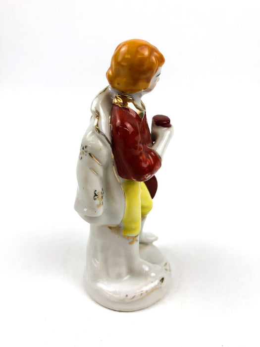 Occupied Japan Colonial English Man Holding Red Drink & Hat White Jacket Gold 2
