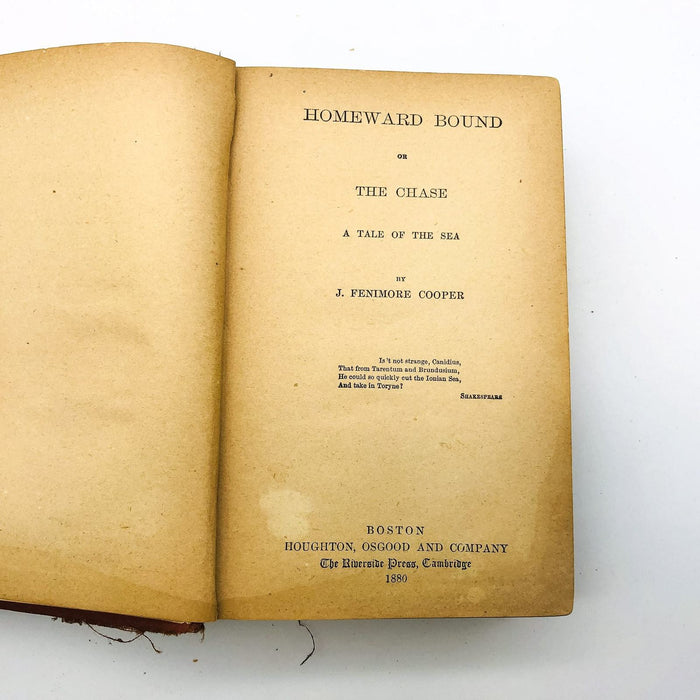 Homeward Bound Or The Chase Hardcover J. Fenimore Cooper 1880 A Tale Of The Sea 7