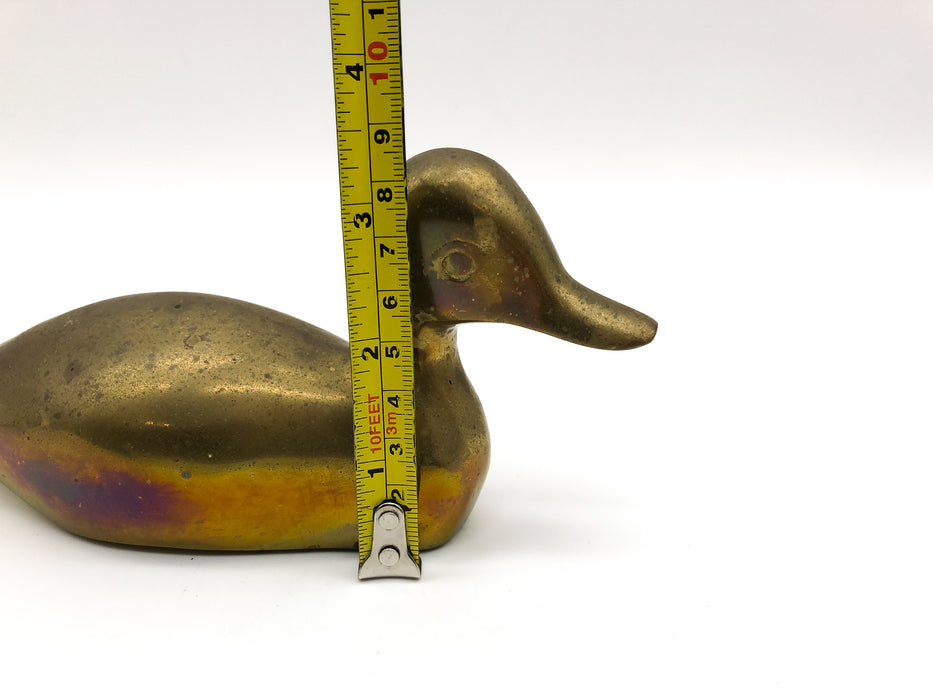 Vintage Solid Brass Duck Figurine Statue Mid Century Modern 8.5in x 3.25in