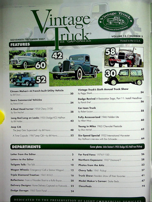 Vintage Truck Magazine December 2007 1932 IHC 6-Speed Special, 1946 Holden Ute