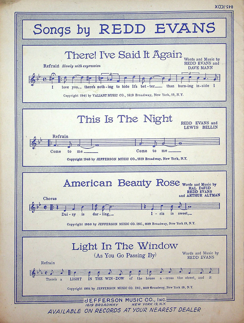 Sheet Music Vanity Don Cherry Jack Manus Bernard Bierman 1951 Guy Wood Piano 3