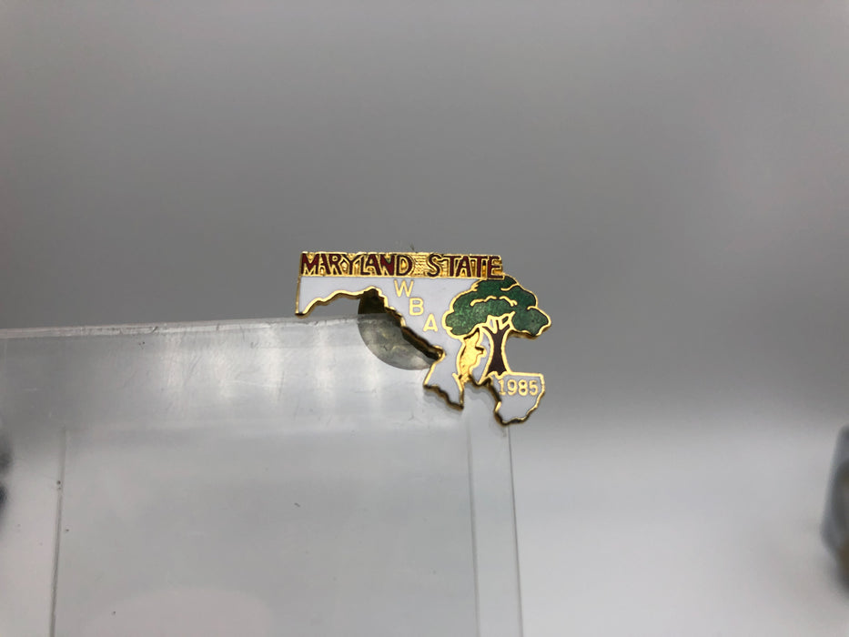 Womens Bowling Association Lapel Pin Pinback WBA Maryland State Outline 1985