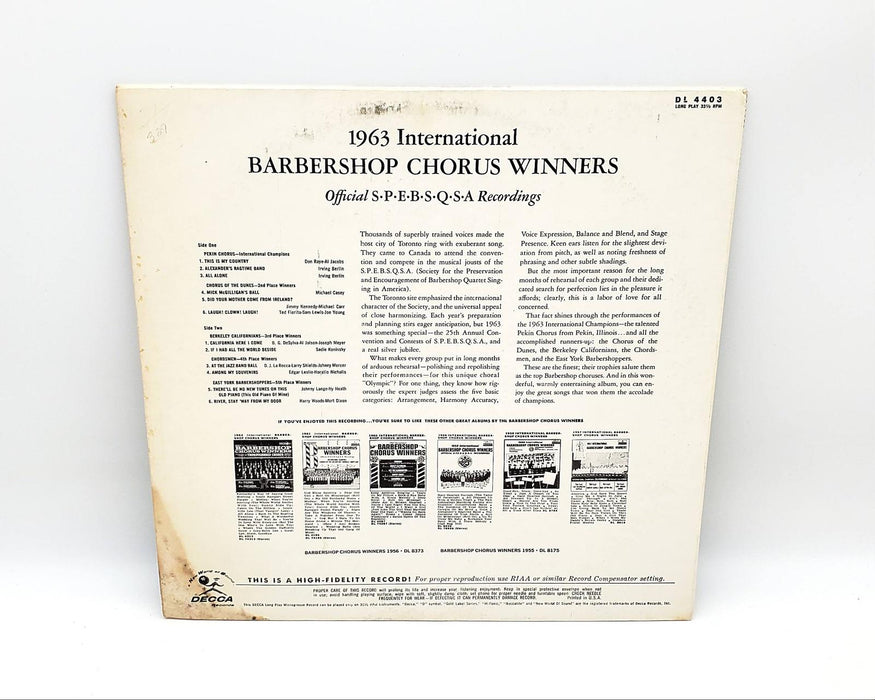 1963 International Barbershop Chorus Winners 33 RPM LP Record Decca DL 4403 2