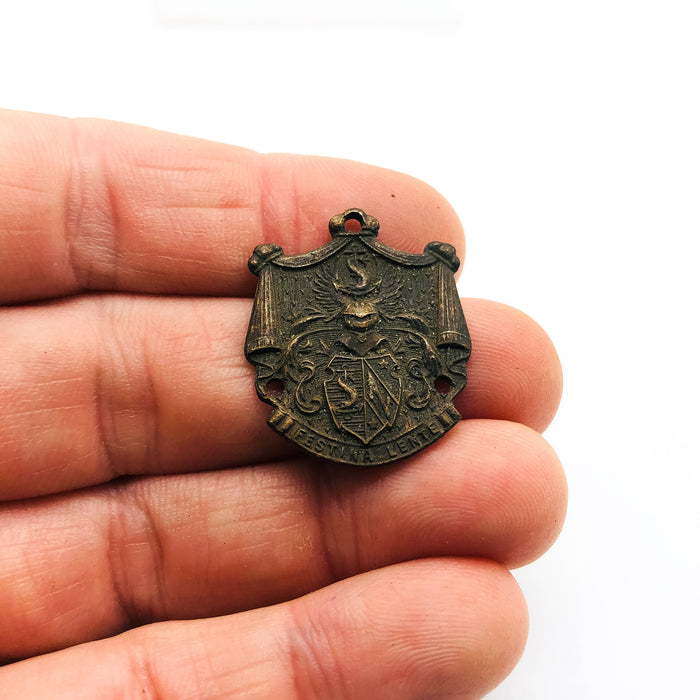 Antique Festina Lente Pendant Award Charm Fraternal Brotherhood Dolphin Anchor