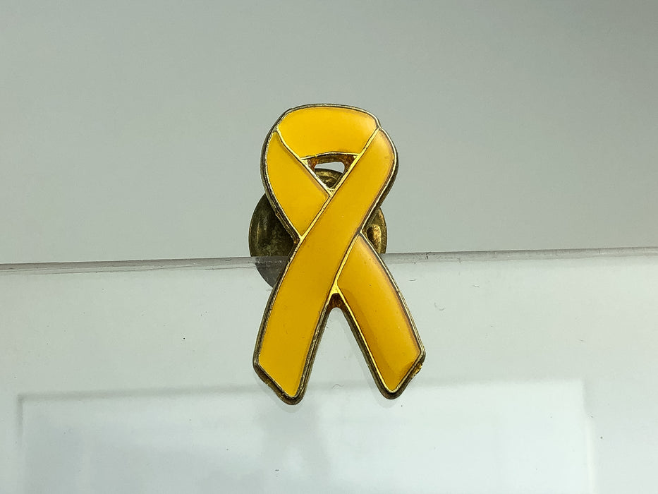 Vintage Yellow Awareness Ribbon Lapel Pin Enamel Glazed Veteran Military